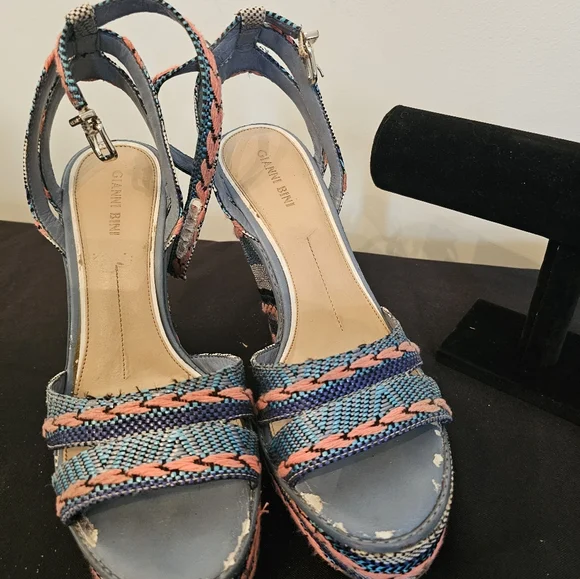 Gianni Bini Blue and Pink Espadrilles with Intricate Straps - Picture 5 of 6